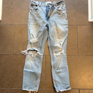 Abercrombie & Fitch Light Blue Distressed Straight Leg Jeans